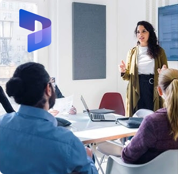 Business professionals collaborating in a meeting room.